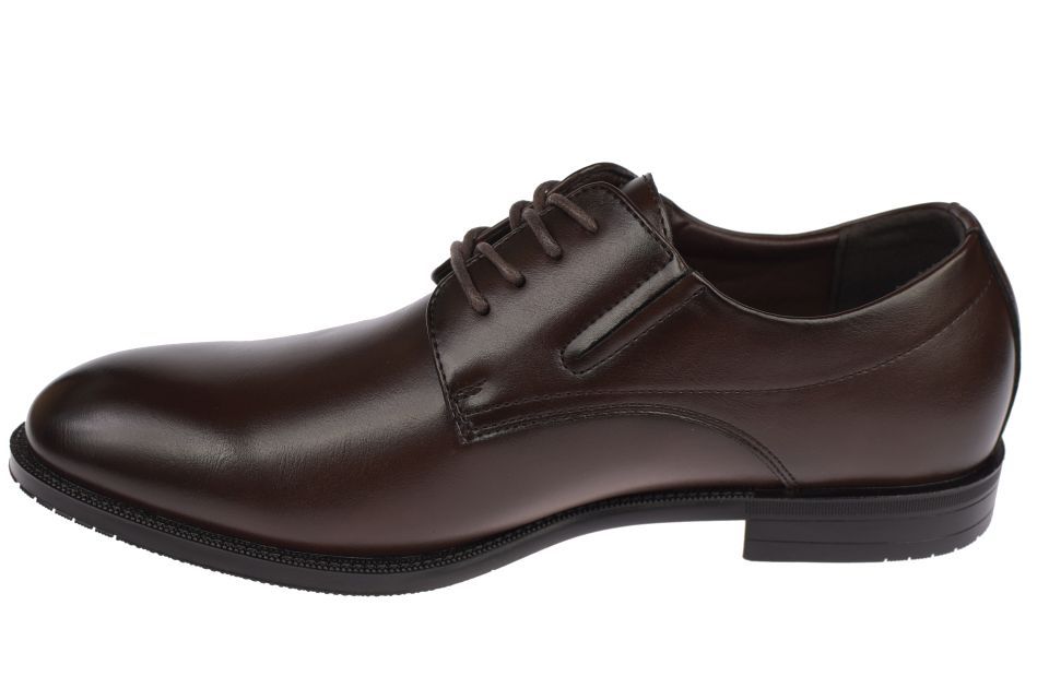 Półbuty męskie eleganckie gładkie P-4-0747 brązowe z gumami rozmiar: 45