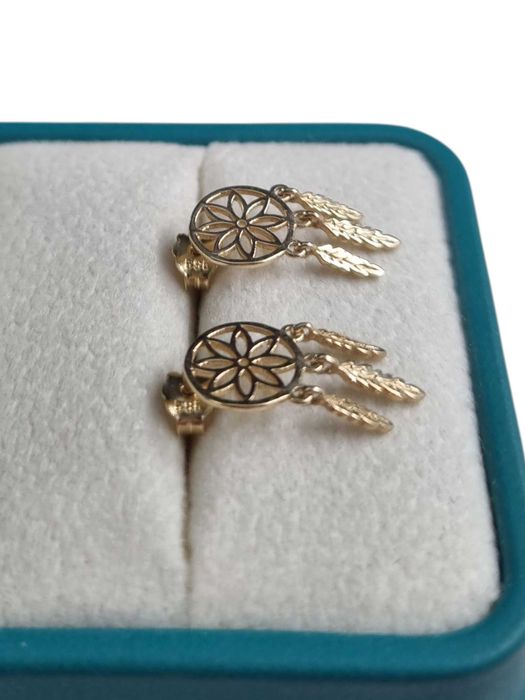 Nowe złote kolczyki – łapacze snów 1,48 g p585 (14k)