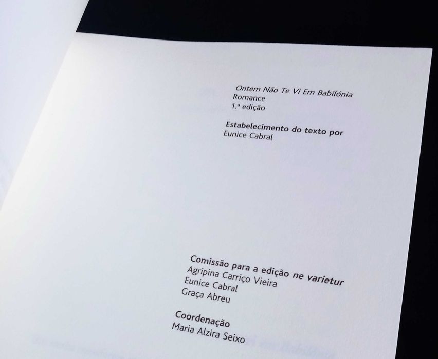 1a Ed. ne var Ontem Não Te Vi Em Babilónia de AL Antunes [Portes Inc]