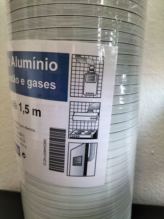 Tubo de alumínio ainda novo para exaustor e esquentador