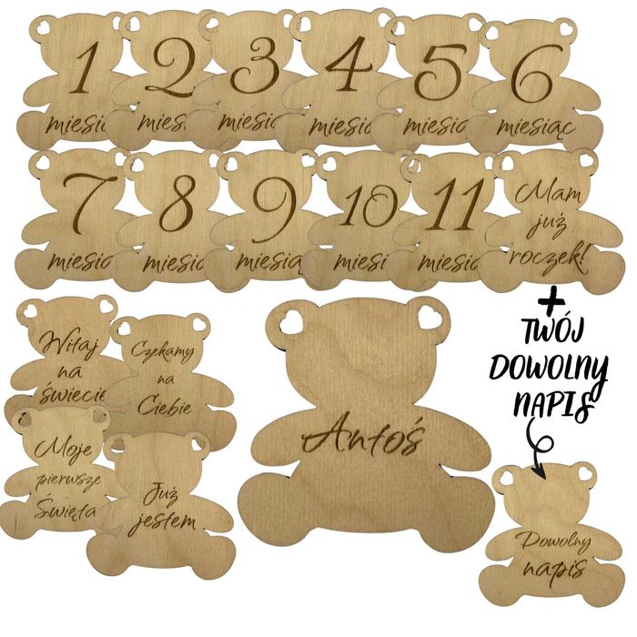 Karty do zdjęć z miesiącami prezent na pierwszy rok życia dziecka