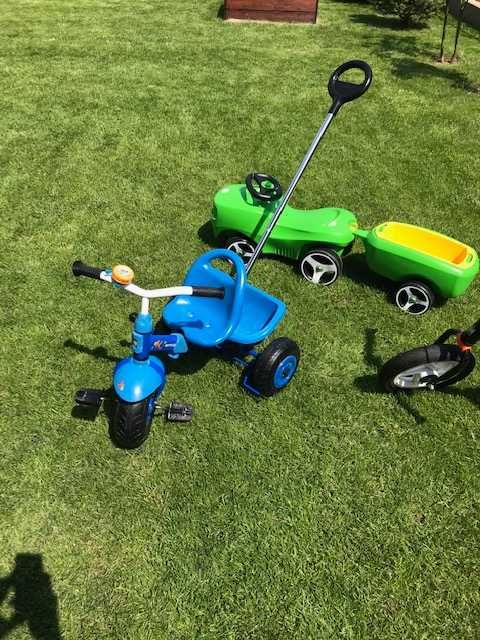 Rowery Kettler-a + samochodzik z przyczepką + kosiarka - 4 pojazdy