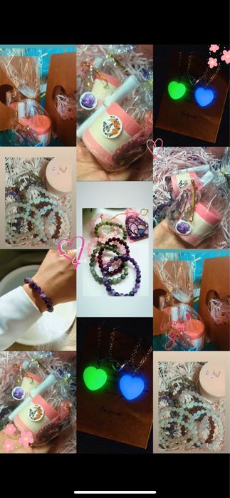 Унікальний подарунковий набір: браслет з каменю , свічка та амулет