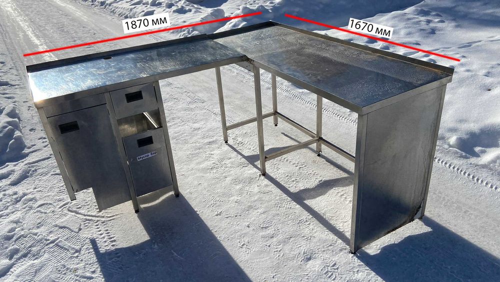 Б/в виробничі столи з нержавійки для кафе ресторану фаст фуду