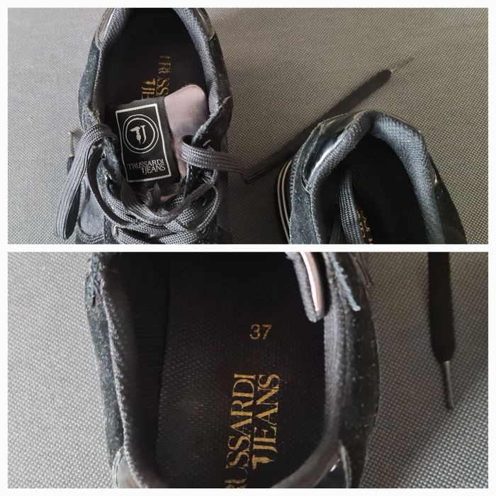 Trussardi Jeans - oryginalne czarne sneakersy na grubej podeszwie  r.3