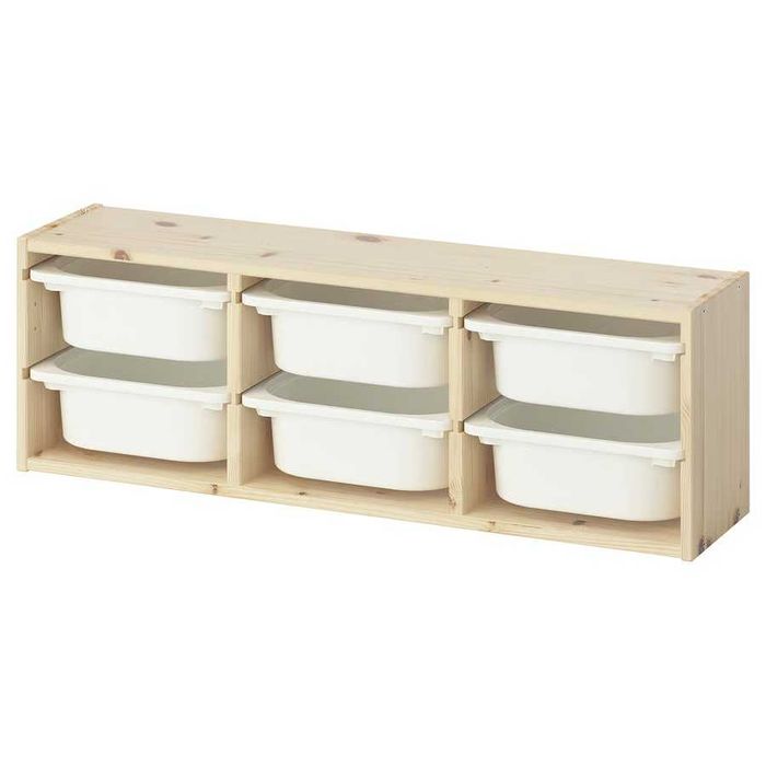 Arrumação de parede, pinho c/velatura br cl/branco, 93x21x30 cm
