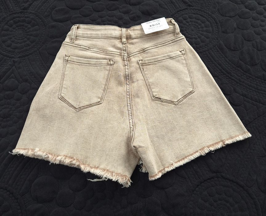 Spódnico spodenki jeans beżowe guziki xs