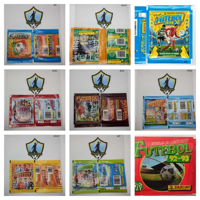Saquetas carteirinhas pacotes cromos Mundial Euro Portugal Panini