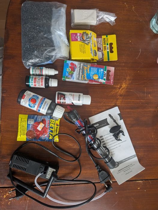 Zestaw startowy do akwarium, bojownik lub inne rybki, grzałka, filtr,