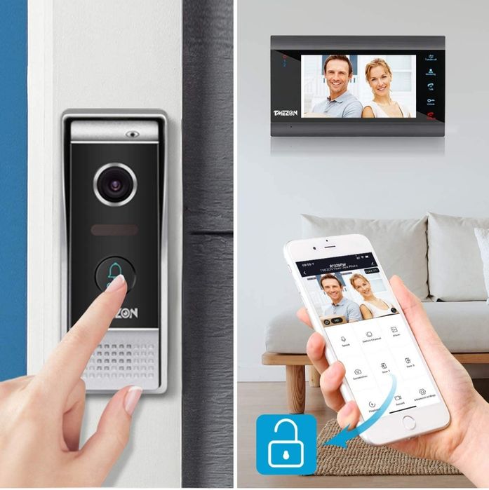 Intercomunicador Tmezon com wi-fi vídeo IP, ecrã 7"