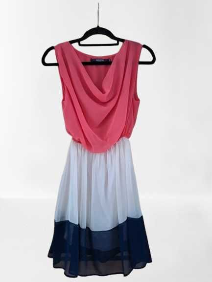 Sukienka Bez Rękawów Trójkolorowa r. M 38 Podszewka