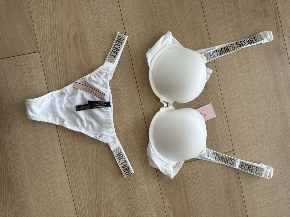NOWY komplet bielizny Victoria’s Secret rozmiar B75 75B 34B stanik + stringi C75 75C 34C