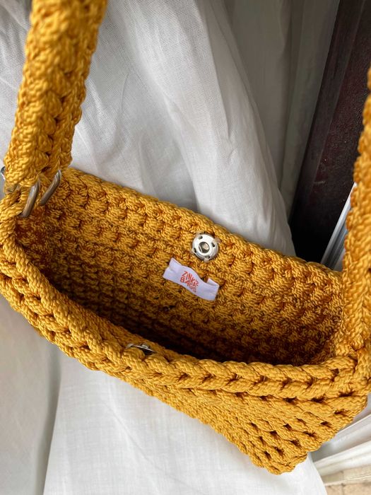 crochet bag cord gold