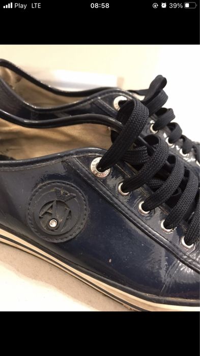 Trampki tenisówki Armani Jeans 39 lakierowane granatowe AJ