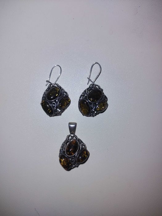 Набор серебро янтарь