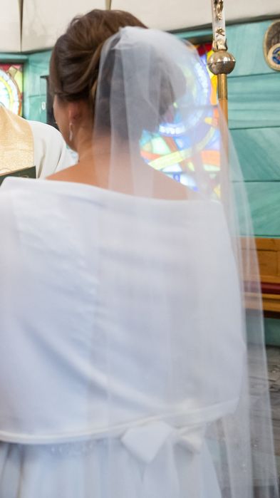 Suknia ślubna ecri-śmietankowa