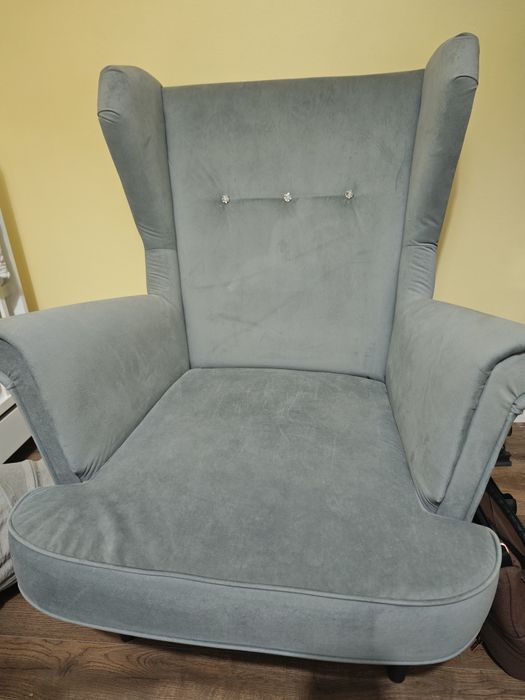 Fotel uszak GREY/ velvet szary