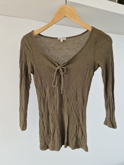 River Island bluzka wiązana w prążki oliwkowa