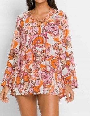 B.P.C szyfonowa tunika plażowa we wzory ^38