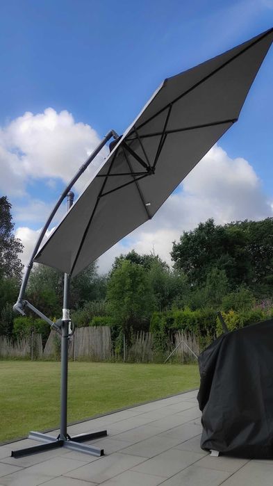 Parasol ogrodowy 294 cm + podstawa + 4 obciążniki podstawy