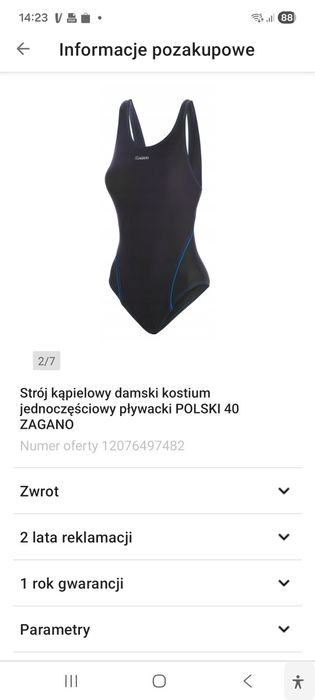 Strój kąpielowy pływacki basenowy młodzieży/kobiety