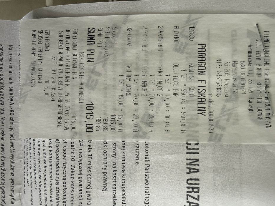 Kosa spalinowa kupiona 4 miesiace temu