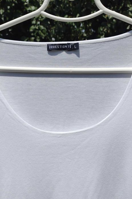 Длинный качественный базовый белый джемпер водолазка с коттоном L