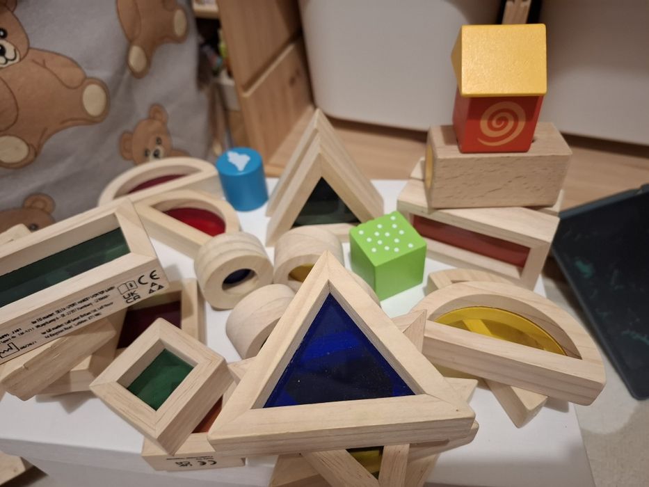 Mix klocków drewnianych Witrażyki