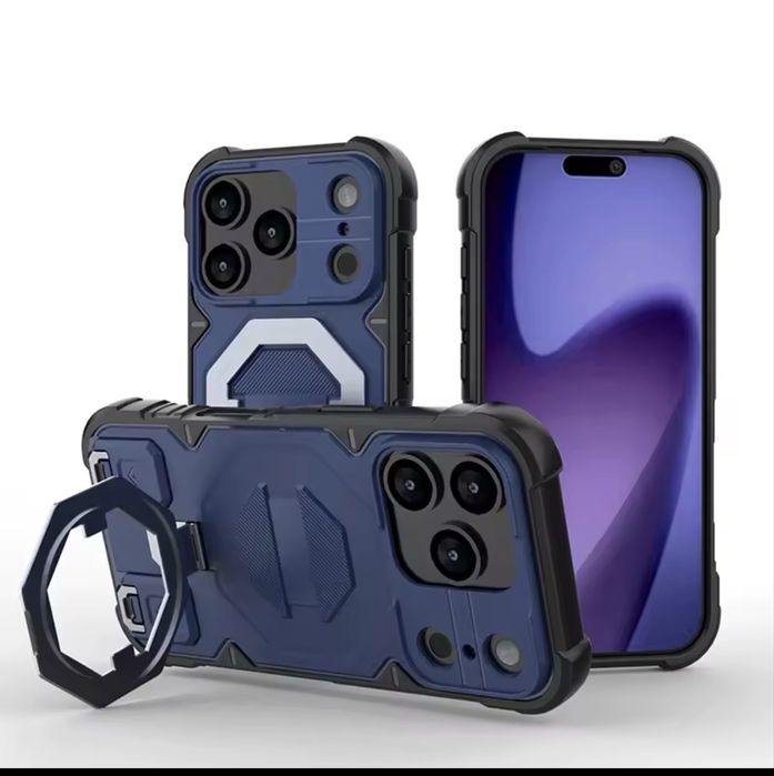 Противоударный защитный чехол на Iphone 15 pro max синего цвета.