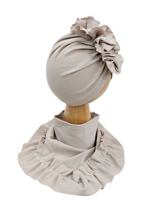 Czapka turban plus chustka z falbanką