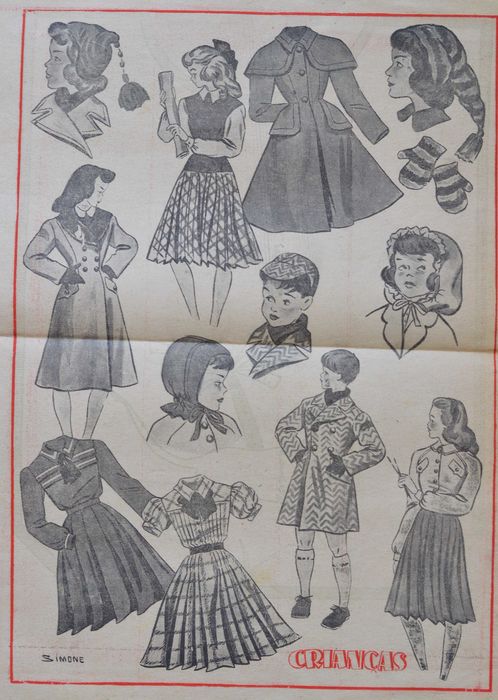 Jornal O SÉCULO - Suplemento antigo Modas e Bordados - moda estilismo
