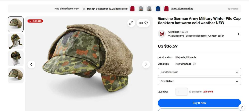 Bundeswehr! Настоящая немецкая армейская зимняя кепка-шапка.XXL (62cm)