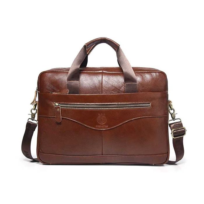 Piękna Brązowa Torba Neseser Do Laptopa Dokumentów PRAWDZIWA SKÓRA
