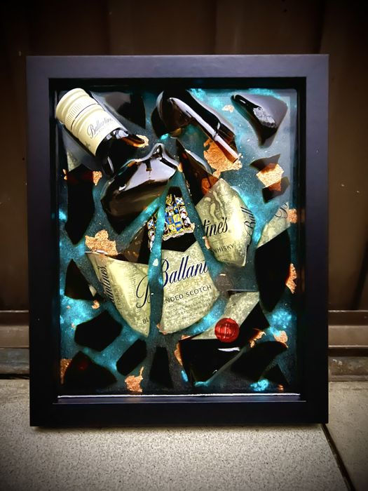 Ballantine's obraz 3d broken bottle art ramka ozdoba bar