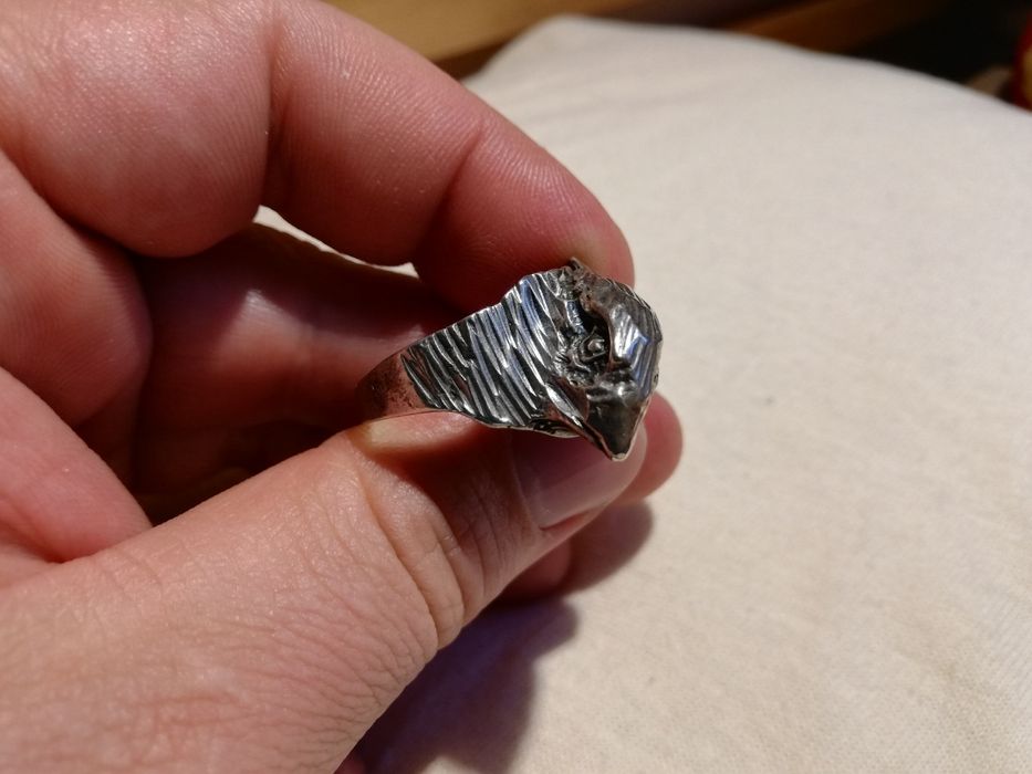 Sygnet srebrny srebro głowa ptaka