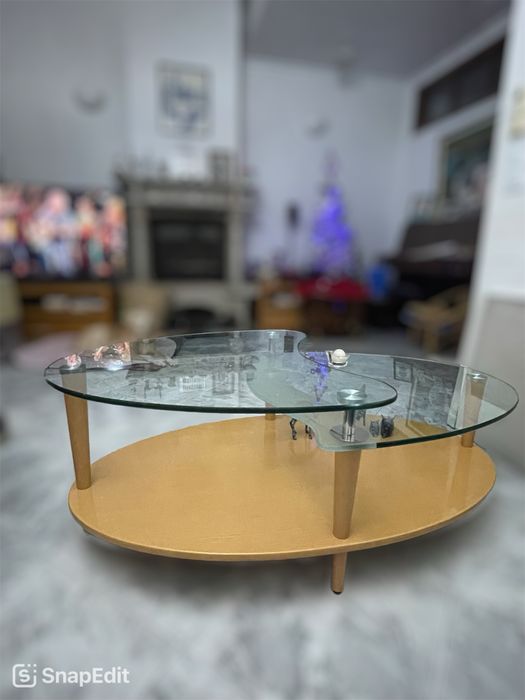 Mesa de centro madeira e vidro