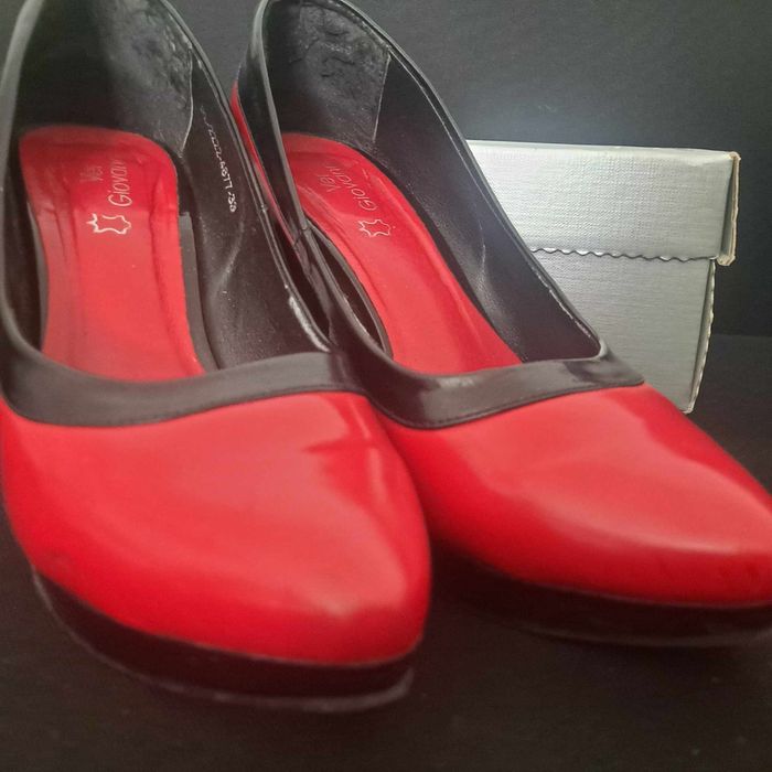 Szpilki buty na obcasie czólenka na slupku czarne czerwone szpile