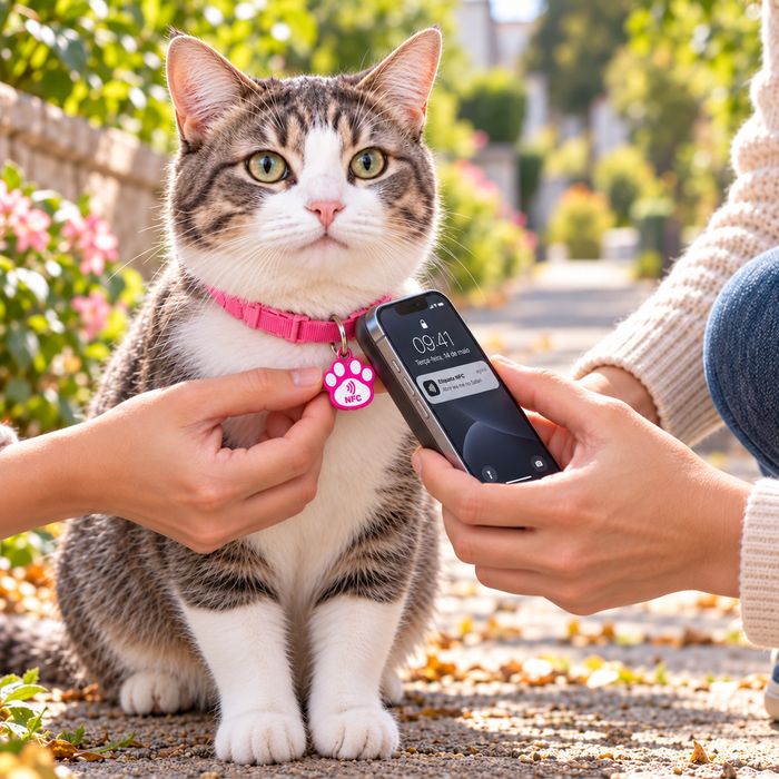 Placa de Identificação NFC para Cães e Gatos – Coleira Pet