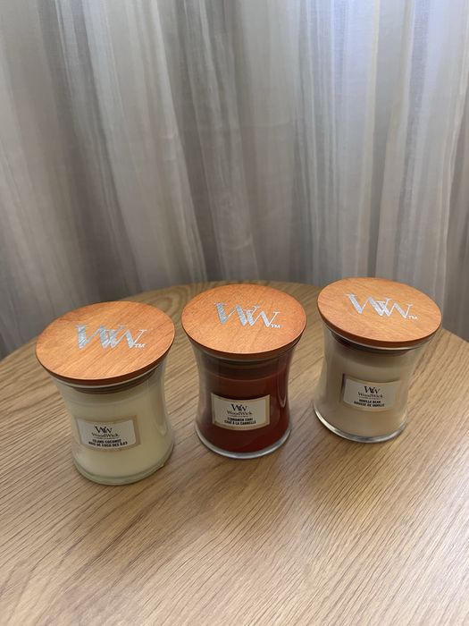 Свічка WoodWick Vanilla Bean, Cinnamon Chai, Island Coconut