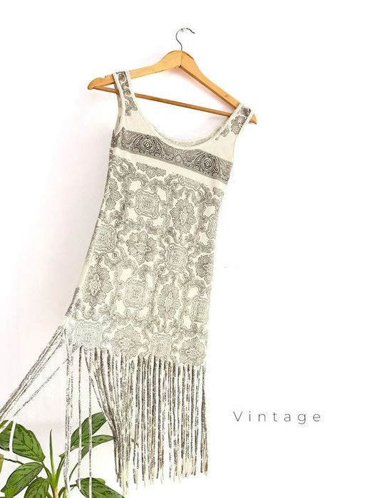 Camisola de Alças com Franjas Estilo Étnico/Hippie T.Único Vintage