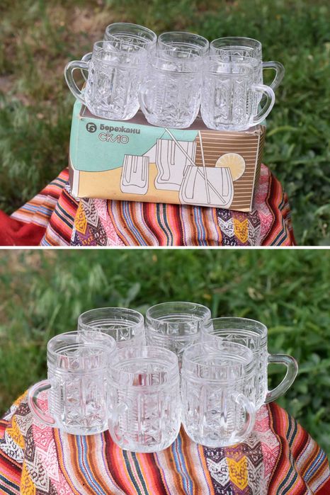 Бережанское стекло. Хрустальные кружки, комплект 6 бокалов