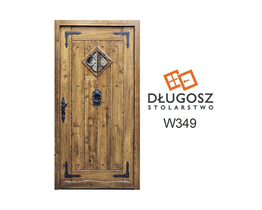 Drzwi DŁUGOSZ drewniane zewnętrzne góralskie ciepłe powietrze GOTOWE