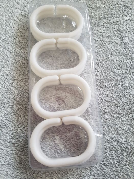 Kółka do zasłonki prysznicowej, białe, 8 sztuk, nowe