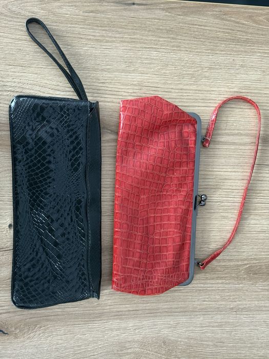 Zestaw 2 eleganckich torebek wieczorowych – czarna i czerwona