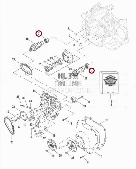 Підшипники розподільних валів для мотоцикла Harley-Davidson