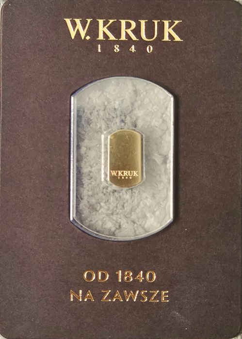 Złoto 1.5g z certyfikatem W.KRUK
