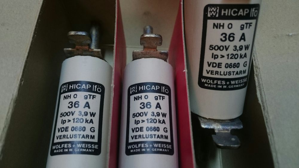 Nowe- bezpieczniki 36A 500V - Hicap NH 0- Made In Germany