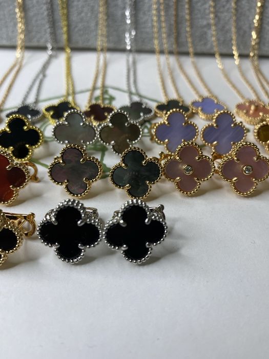 Комплект серьги и подвеска van cleef, vca , конюшина, ван клиф