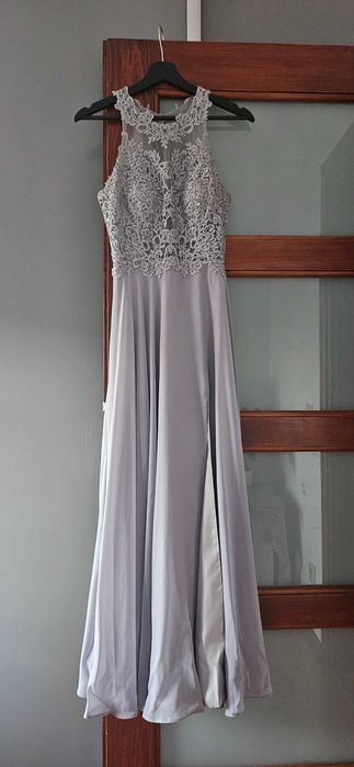 Sukienka Bugatti długa szara, suknia na wesele/studniówkę