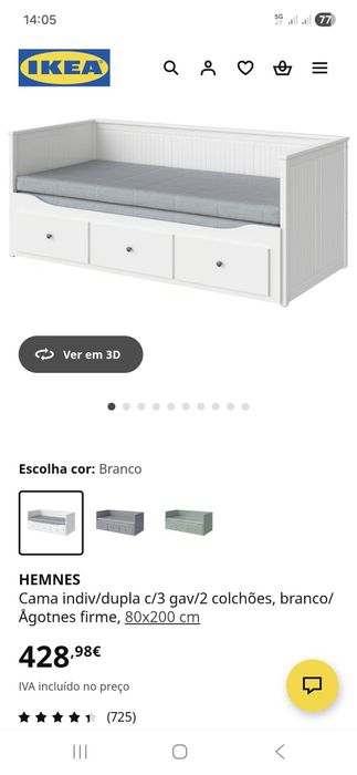 Cama Ikea indiv/dupla modelo Hemnes